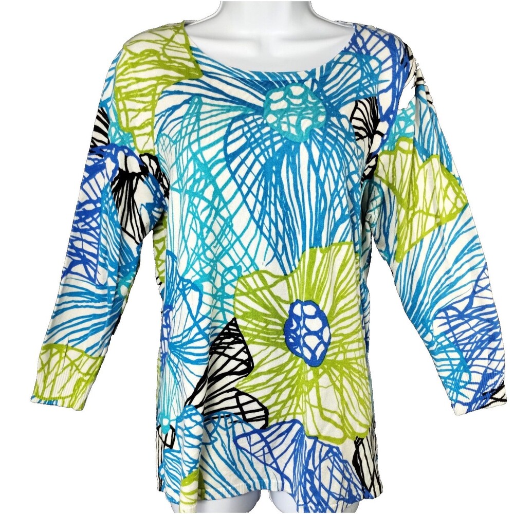 Stretch Knit Tunic Top Size L Classic Resort Cruise Vacation Old Money